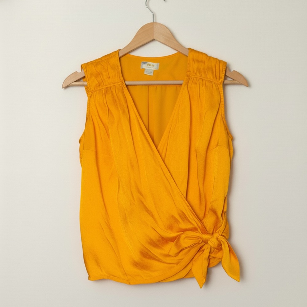 Anthropologie Golden Sleeveless Wrap Blouse